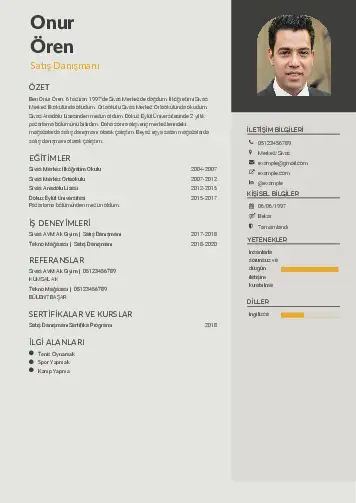 Market Sektörü İçin CV Örnekleri cv indir